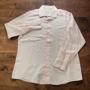 Brooks Brothers USA Made Milano Thomas Mason Pink Micro Check Dress Shirt 17 34